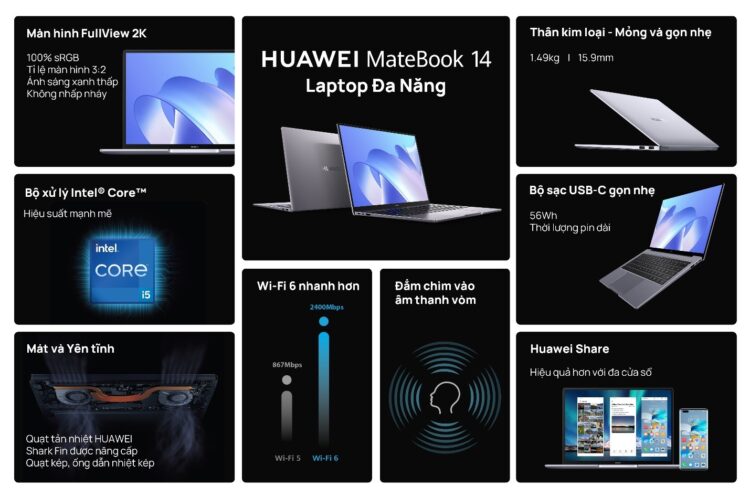 Bộ đôi laptop MateBook 14 và MateBook D15 của Huawei mở đặt trước, tặng ưu đãi khủng