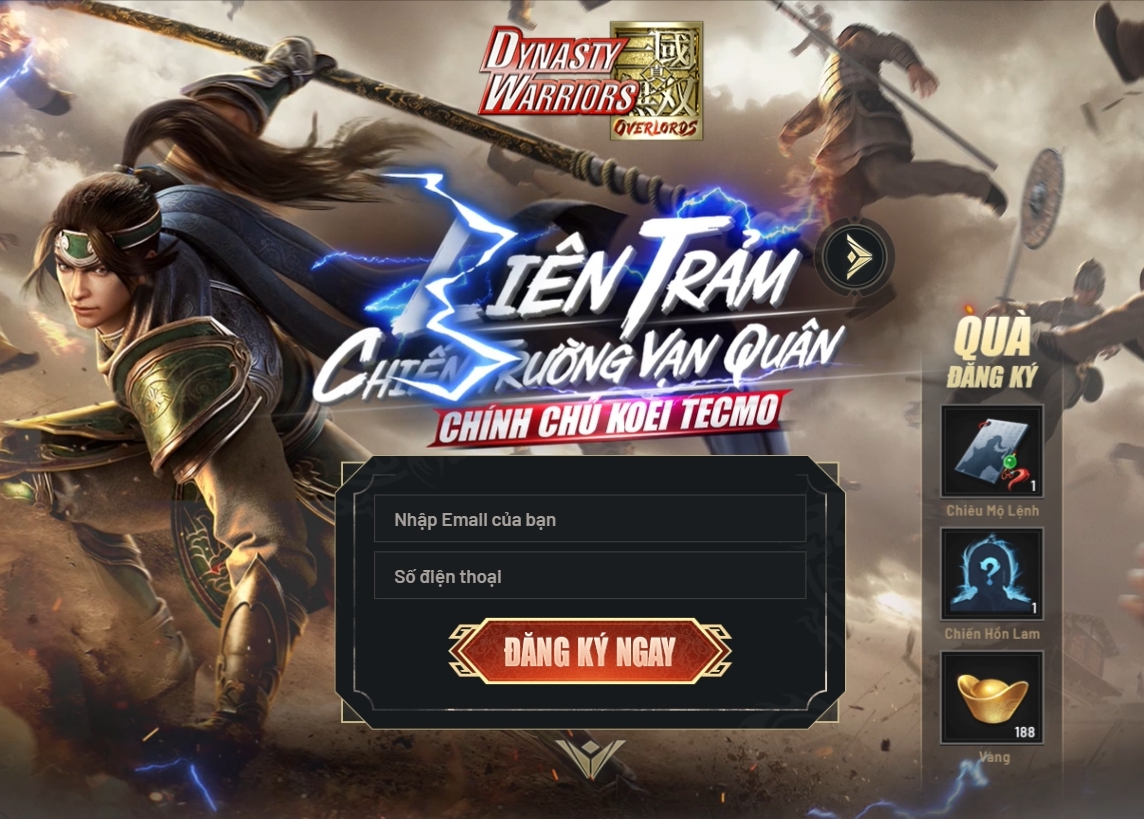 Dynasty Warriors: Overlords mở đăng ký sớm, tặng game thủ smartphone "khủng"