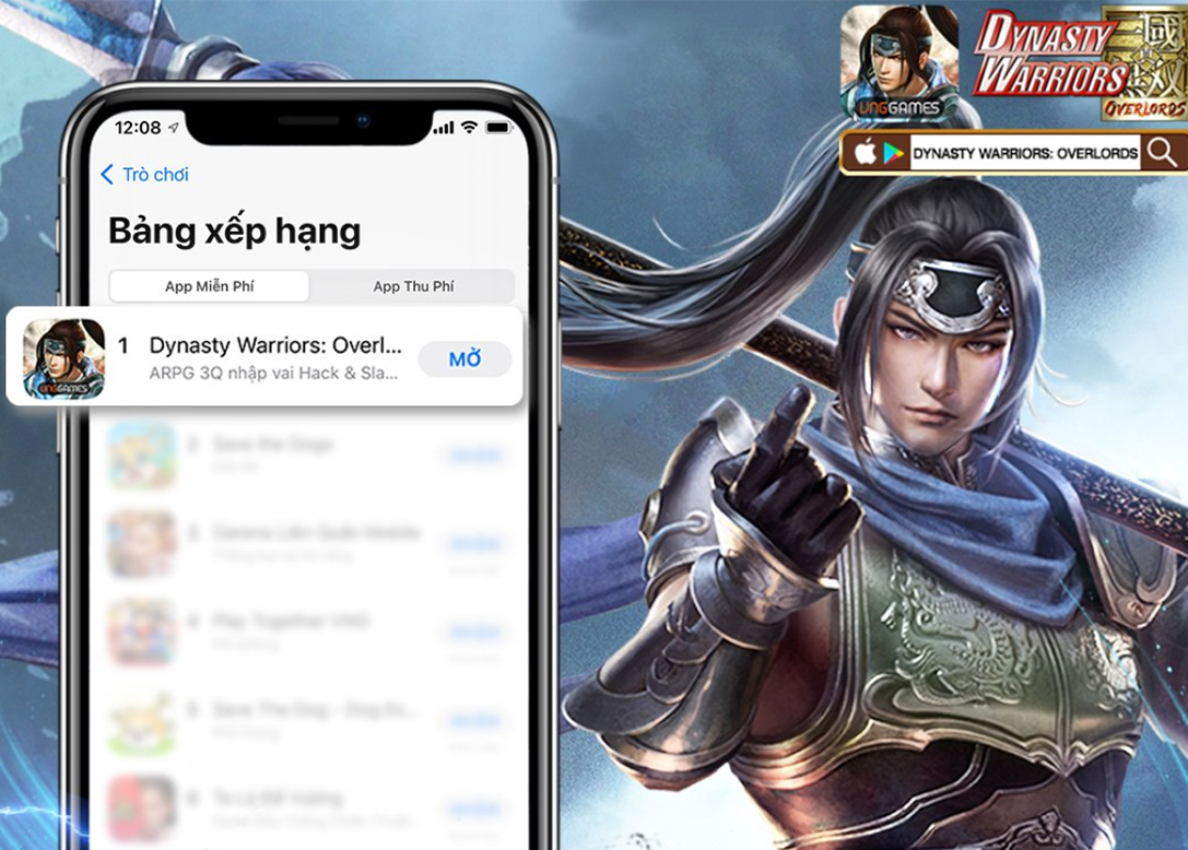 Vừa ra mắt, Dynasty Warriors: Overlords đã chễm chệ trên Top 1 BXH App Store
