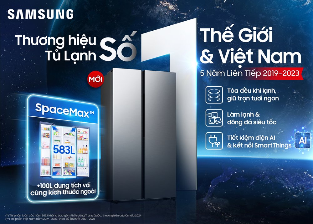 Samsung ra mắt tủ lạnh Side by Side AI thế hệ mới