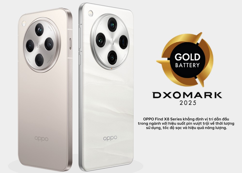 DXOMARK Gold Battery gọi tên OPPO Find X8 Series