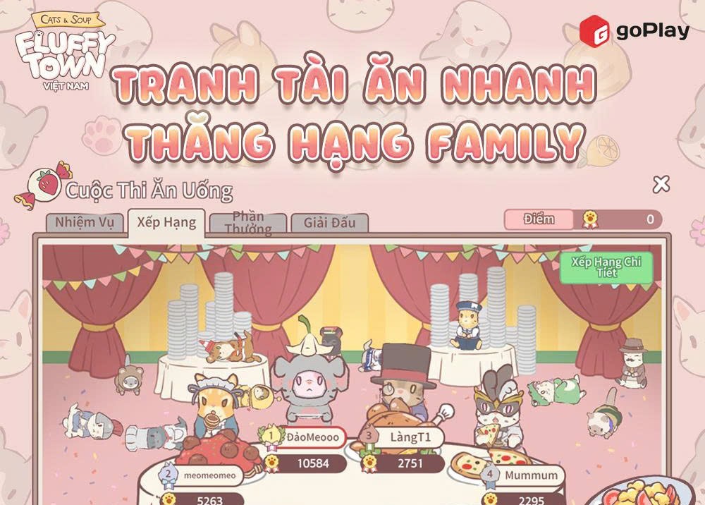 Cuộc thi ăn uống Family khuấy động Cats & Soup